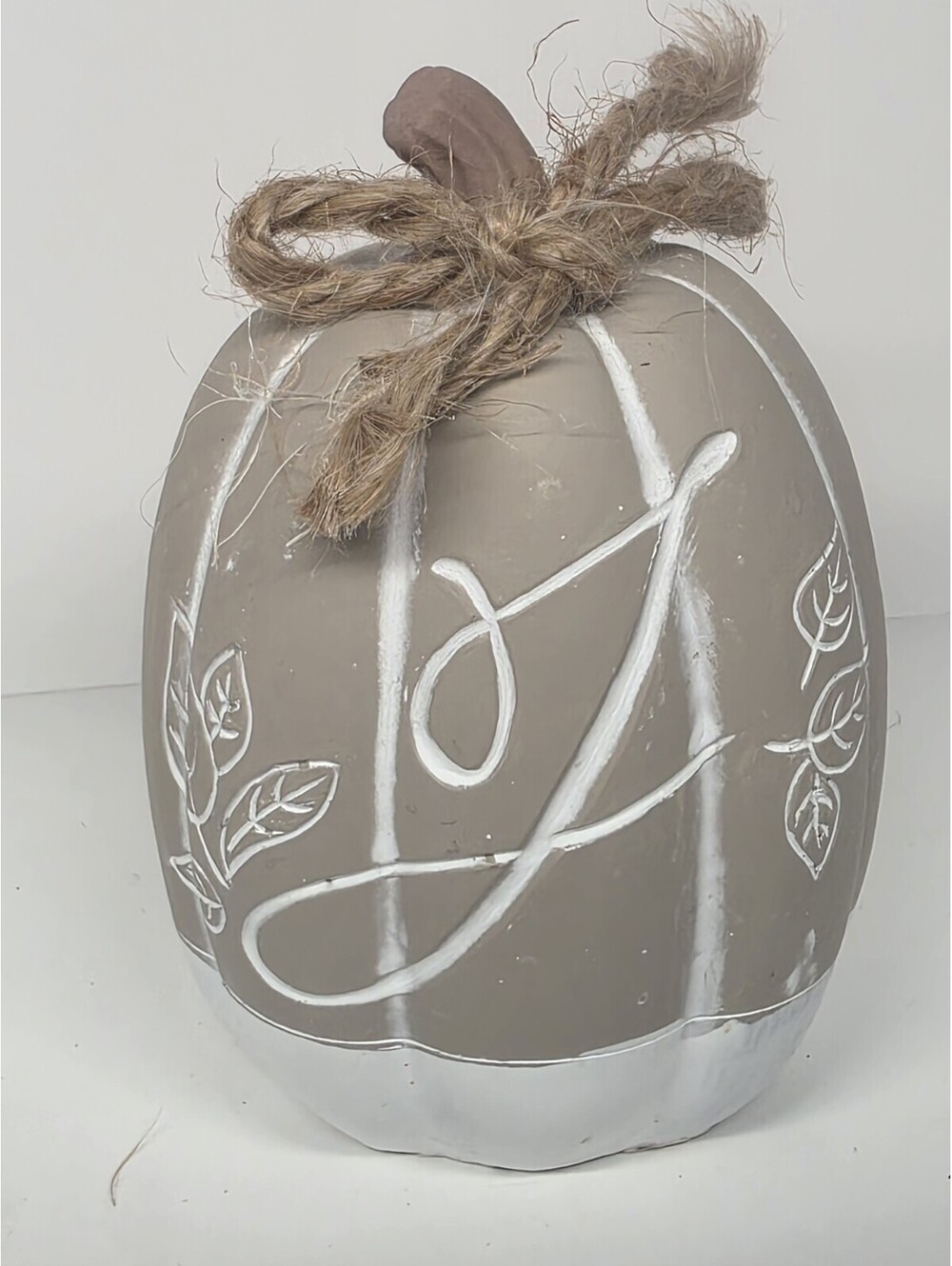 Pumpkin Figurine Desk/shelf/mantel Decor Monogrammed  "J"  Carved Accents 4"